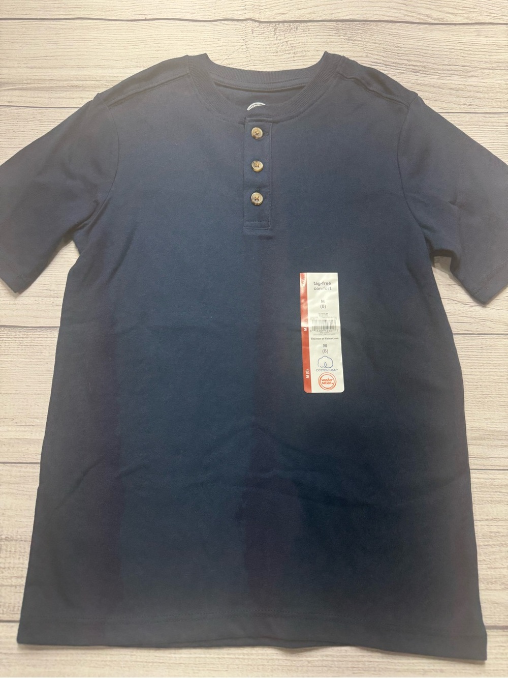 wonder nation Boys Navy Short Sleeve Henley Tee